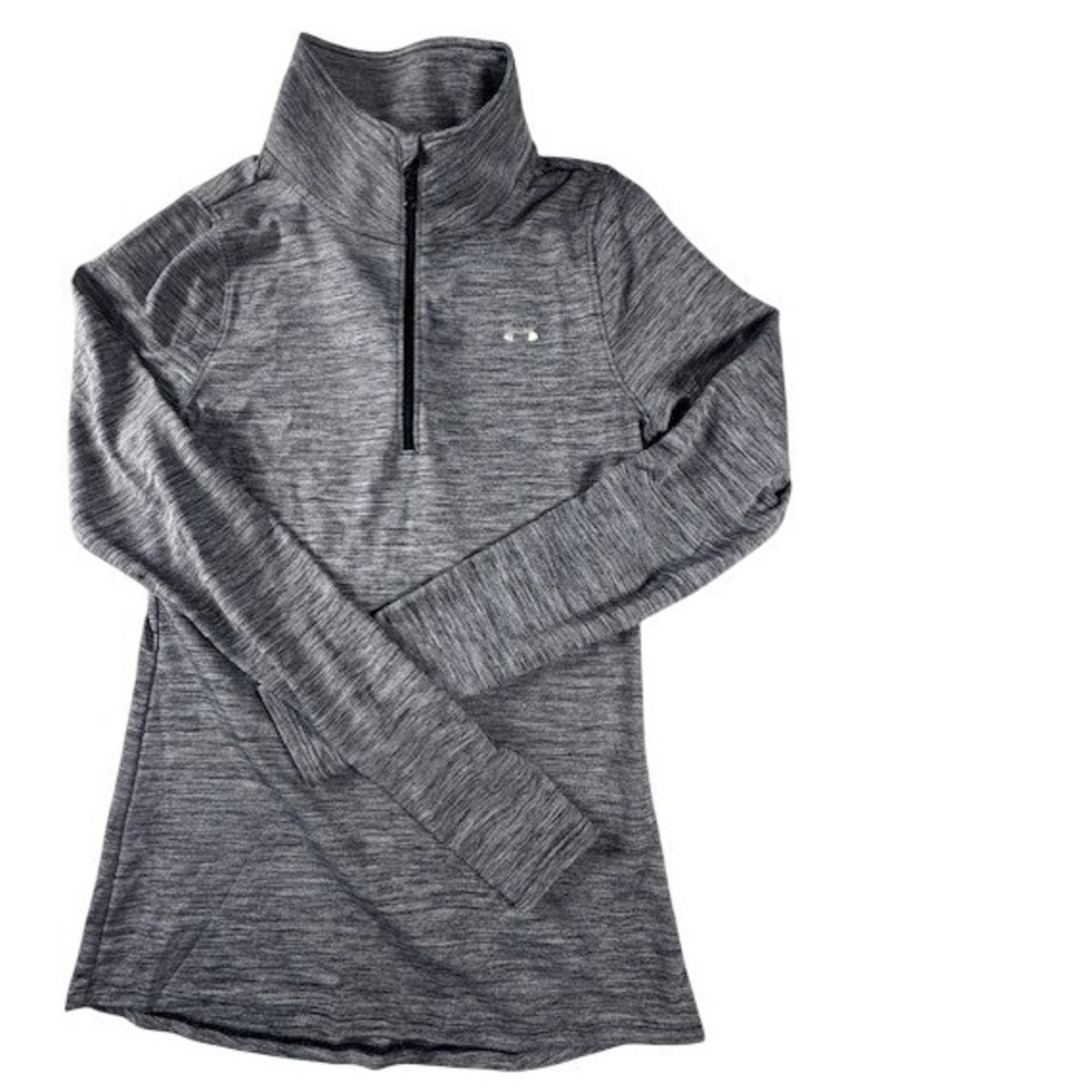 Under Armour Womens Charcoal Gray Space Dye Quarter Zip Pullover Thumbholes S